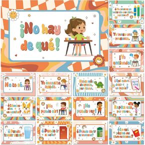 OBUSATT 16Pcs Spanish Poster Set Hippie Spanish Phrases Classroom Decorations Spanish Theme Learning Poster Study Material for Teachers Primary Preschool Classroom Language Study Classroom Decor