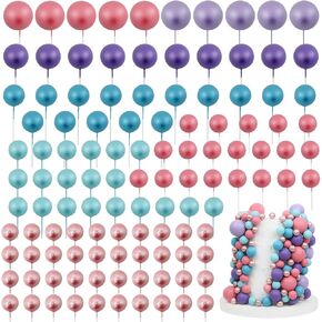115 PCS Ball Cake Toppers - Mini Balloon Cake Decorations Foam Ball Cupcake Picks DIY Cake Insert Toppers for Birthday Party Wedding Baby Shower (Blue, Silver)