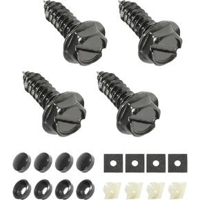 4PCS License Plate Screws,License Plate Bolts,Car Accessories Black License Plate Screws,Stainless Steel Car Plate Screw Kit,License Plate Mounting Kit for Securing License Plate Frame