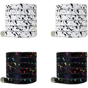 2 Pairs Elastic Shoe Laces,Colored No Tie Elastic Shoelaces Adults and Kids，Flat Shoelace Tieless
