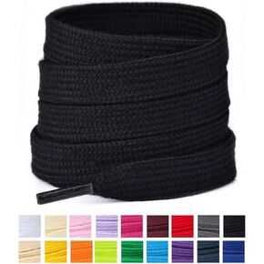 Booyckiy 2 Pairs Flat Thick Shoe Laces for Sneakers 2/5" Poly Cotton Fat Shoelaces for Kids