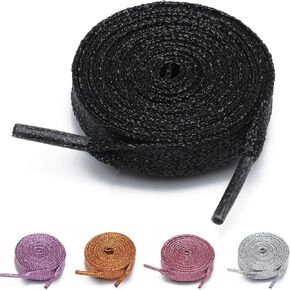 Flat Glitter Metallic Shoe Laces Bling Sparkle Sparkly Shoelaces For Sneakers Canvas Boot Sequin Shoe Strings