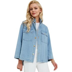 Kedera Women Button Down Jean Shirt Denim Jackets Fashion Oversized Western Work Jacket with Pockets