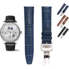 Crocodile Leather Straps For IWC Portuguese Watches, Croco Watch Band With Deployment Clasp For IWC Portofino Watches