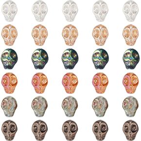 SUNNYCLUE 1 Box 200Pcs 3 Sizes Skull Beads Bulk Skeleton Head Bead Synthetic Turquoise Gemstone Halloween Beads for Jewelry Making Bead Assortment Beading Bracelet Kit White Stone Necklace Supplies