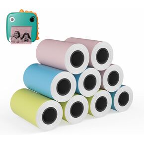 MFLABEL Kids Instant Print Camera HD Dinosaur Selfie Digital Camera with 1080P Videos Kids Portable Travel Camera Toy Set Included Storage Bag 5 Printer Paper for Boys & Girls Birthday Gifts 3-12 Age
