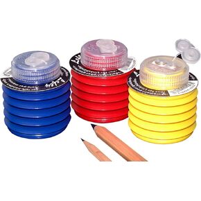 Kum 105.26.21 Softie Magnesium Alloy Left Handed 2-Hole Steel Blade Pencil Sharpeners, Colors Vary