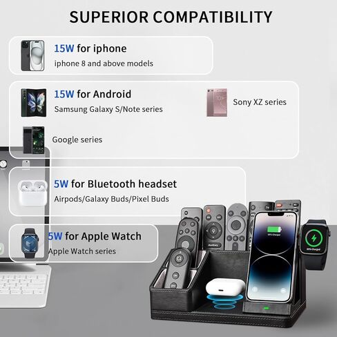 KINGFOM Leather Desk Organizer with Charging Station Multi-Functional Phone Pen Pencil Holder for Desk Desk Organizers and Accessories for Office Home Supplies (L) in Kuwait