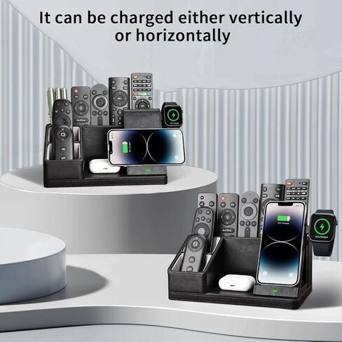 KINGFOM Leather Desk Organizer with Charging Station Multi-Functional Phone Pen Pencil Holder for Desk Desk Organizers and Accessories for Office Home Supplies (L) in Kuwait