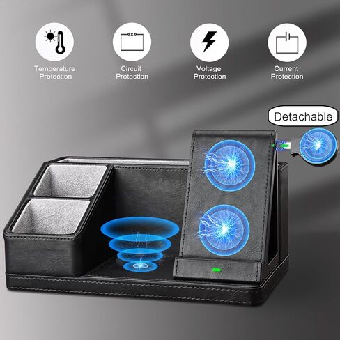 KINGFOM Leather Desk Organizer with Charging Station Multi-Functional Phone Pen Pencil Holder for Desk Desk Organizers and Accessories for Office Home Supplies (L) in Kuwait