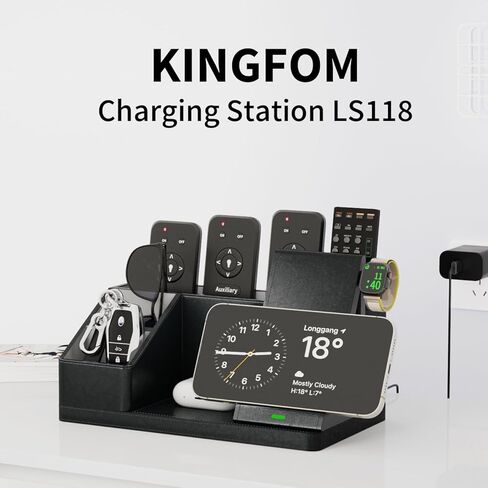 KINGFOM Leather Desk Organizer with Charging Station Multi-Functional Phone Pen Pencil Holder for Desk Desk Organizers and Accessories for Office Home Supplies (L) in Kuwait
