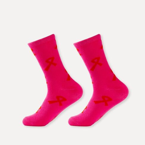 Breast Cancer Awareness Socks 4 Pairs for Women Fight Cancer Inspiration Gifts Pink Ribbon in Saudi Arabia