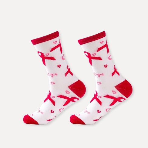 Breast Cancer Awareness Socks 4 Pairs for Women Fight Cancer Inspiration Gifts Pink Ribbon in Saudi Arabia