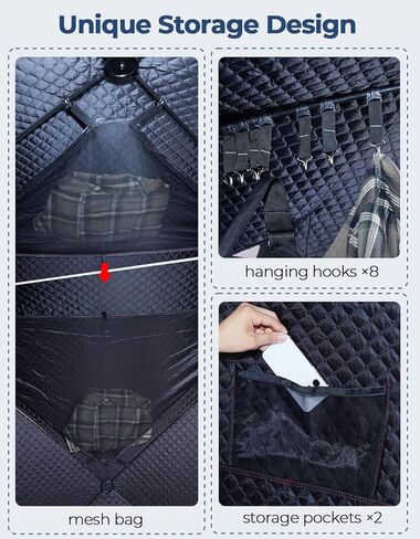 DEERFAMY 3-Layer Ice Fishing Shelter قطن مملوء، 3/4/5/6/7/8 شخص خيمة صيد الجليد، خيمة معزولة من الأكواخ الثلجية مع حقيبة حمل، مراسي ثلج، أحمر/أزرق in Kuwait