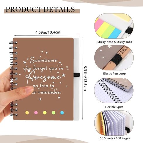 Chuangdi 20 Sets Employee Appreciation Thank You Gifts Inspirational Spiral Notebook Journal with Sticky Notepad Motivational Bamboo Ballpoint Pen Bulk for Team Nurse Teacher Coworker (Boho Colors) in Kuwait