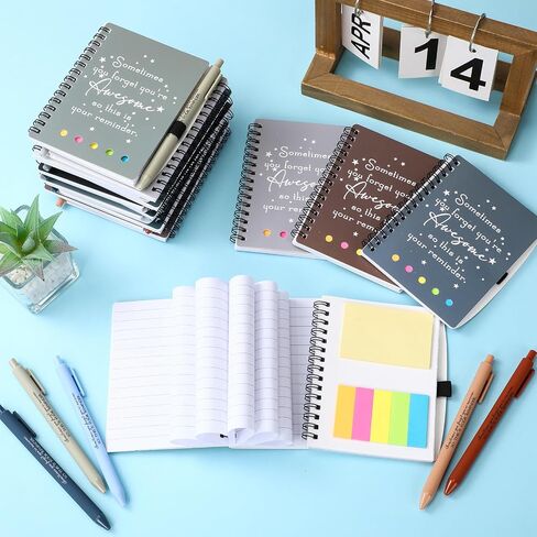 Chuangdi 20 Sets Employee Appreciation Thank You Gifts Inspirational Spiral Notebook Journal with Sticky Notepad Motivational Bamboo Ballpoint Pen Bulk for Team Nurse Teacher Coworker (Boho Colors) in Kuwait