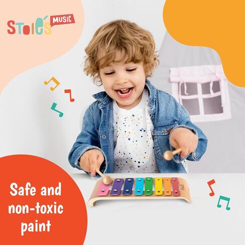 Stoie's Wooden Xylophone for Toddlers 1-3, Rainbow Color C-Key Xylophone for Kids Ages 5-9, Xylophone Baby Toy, Kids Xylophone Instrument, Baby Xylophones 1 Year Old in Kuwait
