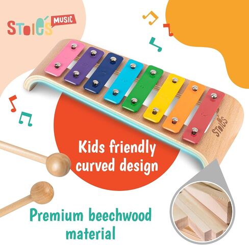 Stoie's Wooden Xylophone for Toddlers 1-3, Rainbow Color C-Key Xylophone for Kids Ages 5-9, Xylophone Baby Toy, Kids Xylophone Instrument, Baby Xylophones 1 Year Old in Kuwait