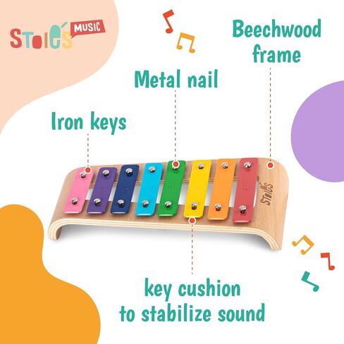 Stoie's Wooden Xylophone for Toddlers 1-3, Rainbow Color C-Key Xylophone for Kids Ages 5-9, Xylophone Baby Toy, Kids Xylophone Instrument, Baby Xylophones 1 Year Old in Kuwait