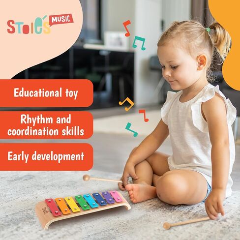 Stoie's Wooden Xylophone for Toddlers 1-3, Rainbow Color C-Key Xylophone for Kids Ages 5-9, Xylophone Baby Toy, Kids Xylophone Instrument, Baby Xylophones 1 Year Old in Kuwait