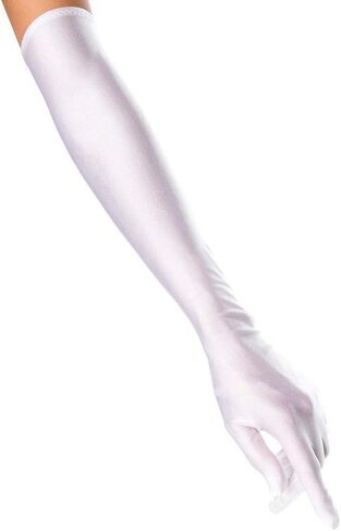 قفازات Chinshwehaw الطويلة للسهرة أوبرا الساتان للنساء بطول الكوع 1920s قفازات طويلة للرقص المسائي أوبرا الزفاف (أبيض) in Kuwait