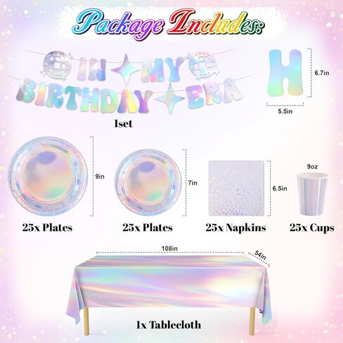 ديكورات لوازم الحفلات قزحية الألوان، أطباق ورقية للاستعمال مرة واحدة تكفي 25 شخصًا، مع أكواب قزحية الألوان ومناديل ومفرش طاولة ولافتة لحفلة عيد ميلاد المغني in Kuwait