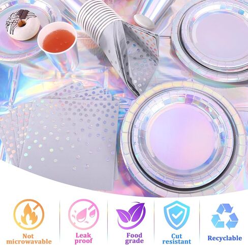 ديكورات لوازم الحفلات قزحية الألوان، أطباق ورقية للاستعمال مرة واحدة تكفي 25 شخصًا، مع أكواب قزحية الألوان ومناديل ومفرش طاولة ولافتة لحفلة عيد ميلاد المغني in Kuwait