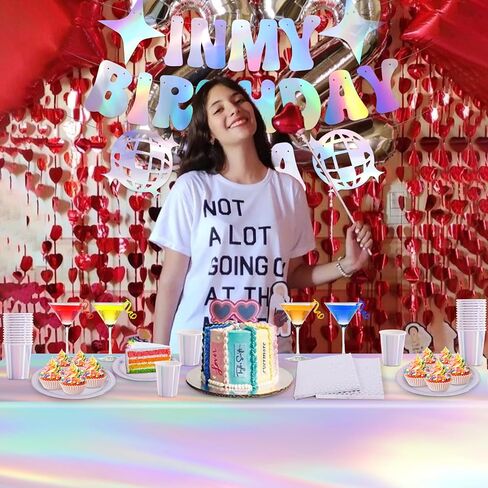 ديكورات لوازم الحفلات قزحية الألوان، أطباق ورقية للاستعمال مرة واحدة تكفي 25 شخصًا، مع أكواب قزحية الألوان ومناديل ومفرش طاولة ولافتة لحفلة عيد ميلاد المغني in Kuwait