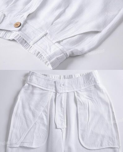 Fakanhui Women's Linen Dressy Work Casual Pants Summer Business Straight Wide Leg Cotton Linen Trouser Pants in Kuwait