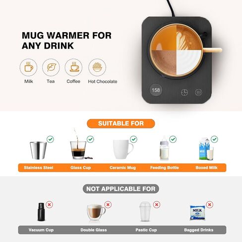 Coffee Mug Warmer, Smart Candle Warmer, Electric Cup Warmer with Aluminum Metal Panel for Office, Desk Accessories, Electric Beverage Warmer for Cocoa, Milk, Coffee Gifts for Dad in Saudi Arabia