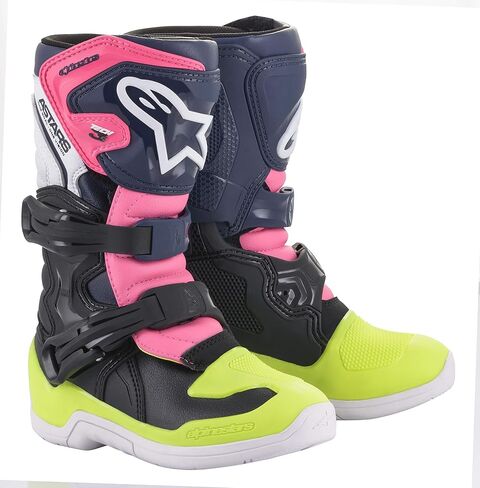 حذاء Alpinestars 2014518-1176-12 Tech 3S للأطفال أسود/أزرق داكن/وردي Fluo Sz 12 in Saudi Arabia