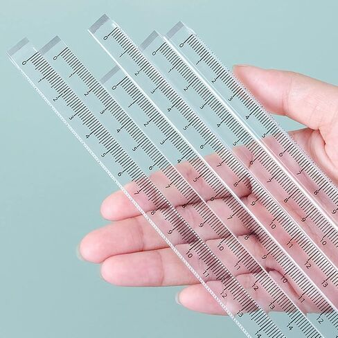 Transparent Straight Ruler,0-30cm,Square Cube Acrylic Ruler Measuring Tool Lightweight for Students Drawing and Drafting in Kuwait