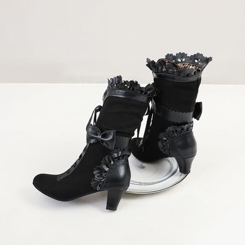 MRKEWUNEY Women Victorian Boots 70s Lace Up Kitten Heel Mild Calf Boots in Saudi Arabia