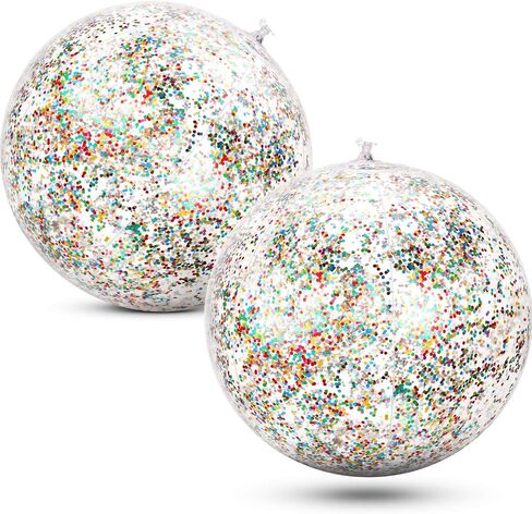 2 Pcs 16 Inch Inflatable Glitter Beach Ball Confetti Sequins Beach Balls Swimming Pool Clear Ball for Halloween Birthday Water Beach Play Party Favor Christmas Decorations in Saudi Arabia