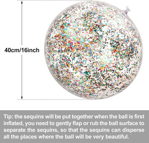 2 Pcs 16 Inch Inflatable Glitter Beach Ball Confetti Sequins Beach Balls Swimming Pool Clear Ball for Halloween Birthday Water Beach Play Party Favor Christmas Decorations in Saudi Arabia