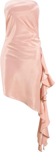 فستان نسائي صيفي بدون حمالات من الساتان فستان قصير مثير للحفلات الليلية في النادي in Kuwait