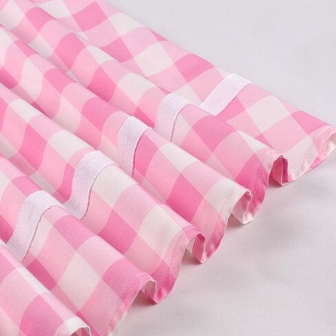 Vintage Pink Gingham Dress for Women 1950s 50s Ruffle Spaghetti Straps Checkered Swing Tea Dresses Rockabilly Audrey Hepburn in Kuwait