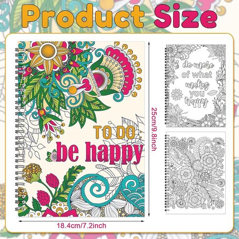 Pasimy 6 Pcs Adult Coloring Books Mandala Animals Coloring Books 24 Pages Spiral Bound One Sided Design Inspirational Coloring Gifts for Women to Relax Stress Relief Activity Supplies 7.2 x 9.8 Inch in Saudi Arabia