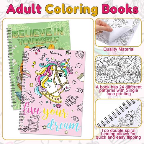 Pasimy 6 Pcs Adult Coloring Books Mandala Animals Coloring Books 24 Pages Spiral Bound One Sided Design Inspirational Coloring Gifts for Women to Relax Stress Relief Activity Supplies 7.2 x 9.8 Inch in Saudi Arabia