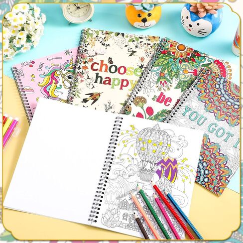 Pasimy 6 Pcs Adult Coloring Books Mandala Animals Coloring Books 24 Pages Spiral Bound One Sided Design Inspirational Coloring Gifts for Women to Relax Stress Relief Activity Supplies 7.2 x 9.8 Inch in Saudi Arabia