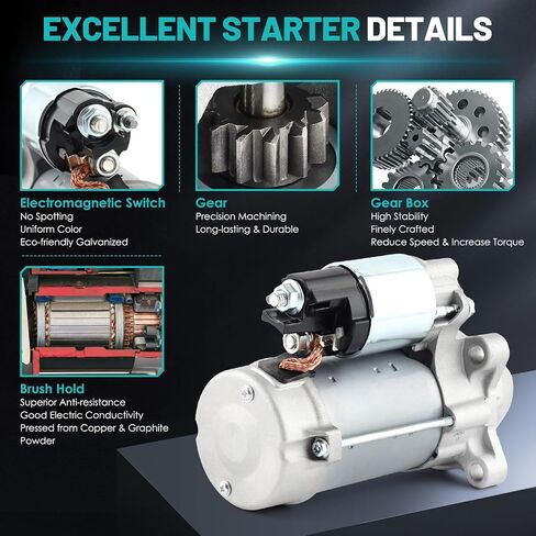 محرك بدء التشغيل 19247 مناسب لسيارة Ford F150 F250 F350 F450 F550 E150 E250 E350 F59 F53 Expedition for Lincoln Navigator 5.0L 5.4L 6.2L 6.8L 1.2KW 12 أسنان استبدال السيارات DL3T-11000-AA in Saudi Arabia