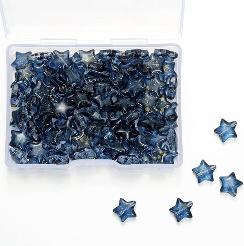 100pcs Dark Blue Star Beads Glass Crystal Star Beads 10mm Star Glass Spacer Beads for Jewelry Bracelet Making DIY Crafts Gifts (Dark Blue Star) in Saudi Arabia
