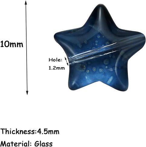 100pcs Dark Blue Star Beads Glass Crystal Star Beads 10mm Star Glass Spacer Beads for Jewelry Bracelet Making DIY Crafts Gifts (Dark Blue Star) in Saudi Arabia