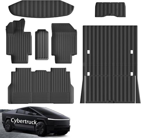 Floor Mats for Tesla Cybertruck 2024,All-Weather Non-Slip TPE Rubber Cargo Liners for Cyber Truck Accessories-2 Rows & Cargo Liners Set (7 PCS) in Saudi Arabia