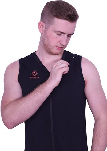 Under Scrubs للرجال - قميص داخلي بدون أكمام برقبة على شكل حرف V تحت Scrub، قميص داخلي للطبيب والممرضة مع جيب بسحاب على الصدر in Kuwait