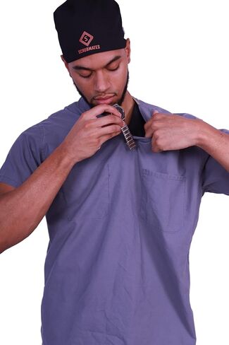 Under Scrubs للرجال - قميص داخلي بدون أكمام برقبة على شكل حرف V تحت Scrub، قميص داخلي للطبيب والممرضة مع جيب بسحاب على الصدر in Kuwait