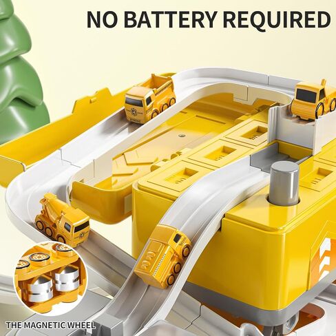 TEMI Construction Truck Kids Toys for 3 4 5 6 Year Old Boys, Toddler Car Adventures Toys for Girls, Car Carrier Toy with 8 Vehicles, Movable Truck Station Toys, Birthday Gifts for Kids Age 3-8 in Saudi Arabia