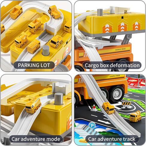 TEMI Construction Truck Kids Toys for 3 4 5 6 Year Old Boys, Toddler Car Adventures Toys for Girls, Car Carrier Toy with 8 Vehicles, Movable Truck Station Toys, Birthday Gifts for Kids Age 3-8 in Saudi Arabia