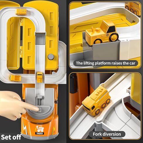 TEMI Construction Truck Kids Toys for 3 4 5 6 Year Old Boys, Toddler Car Adventures Toys for Girls, Car Carrier Toy with 8 Vehicles, Movable Truck Station Toys, Birthday Gifts for Kids Age 3-8 in Saudi Arabia
