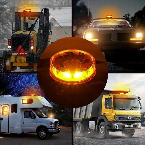 LED Amber Warning Beacon Light, 16LEDs 12/24V Orange Blinking Lamp 4 Flash & 2 Rotating Patterns for Agricultural Machines, Commercial Vehicle, School Bus, Tractor Excavators Truck in Saudi Arabia